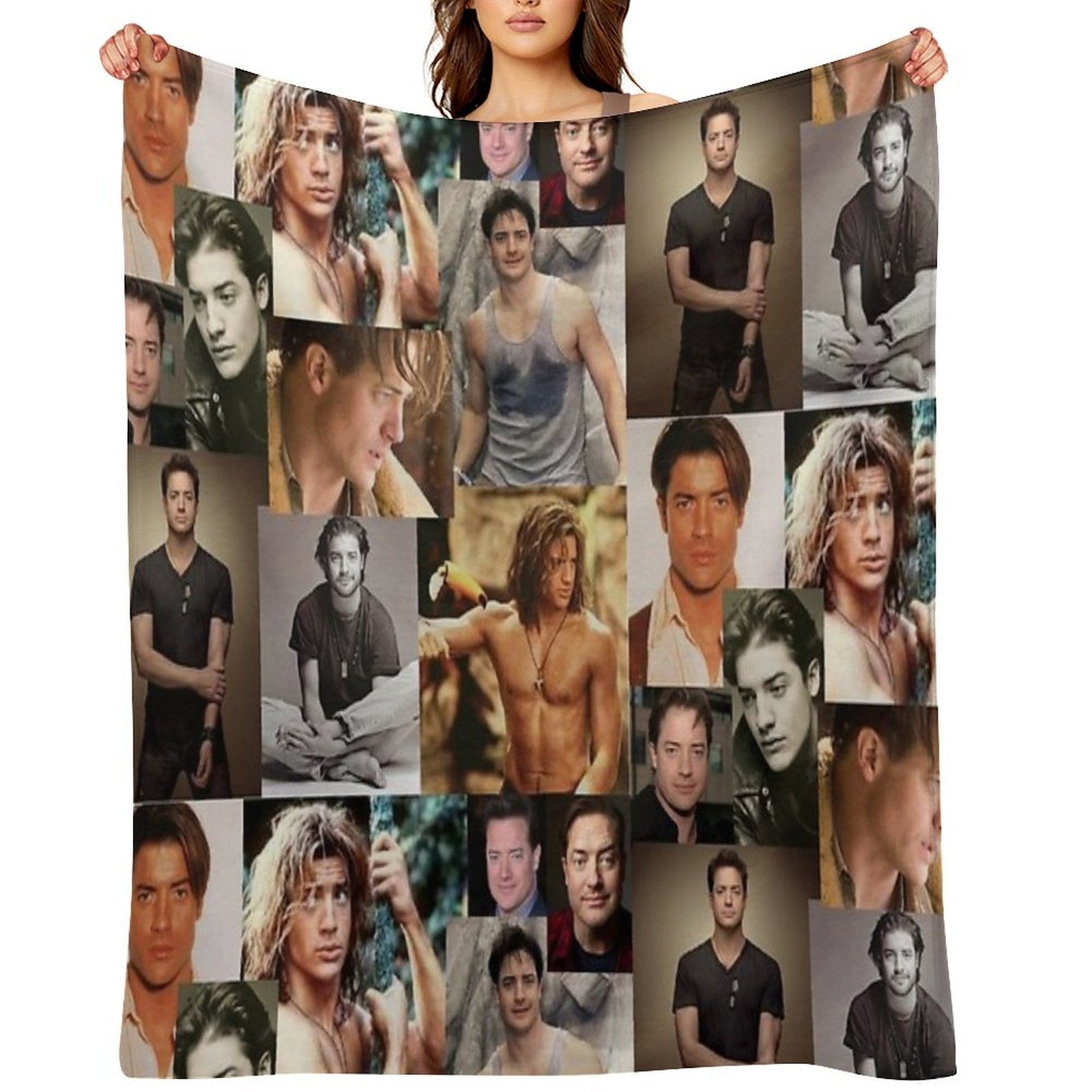 Brendan Fraser Love Collage Plush Throw Blanket