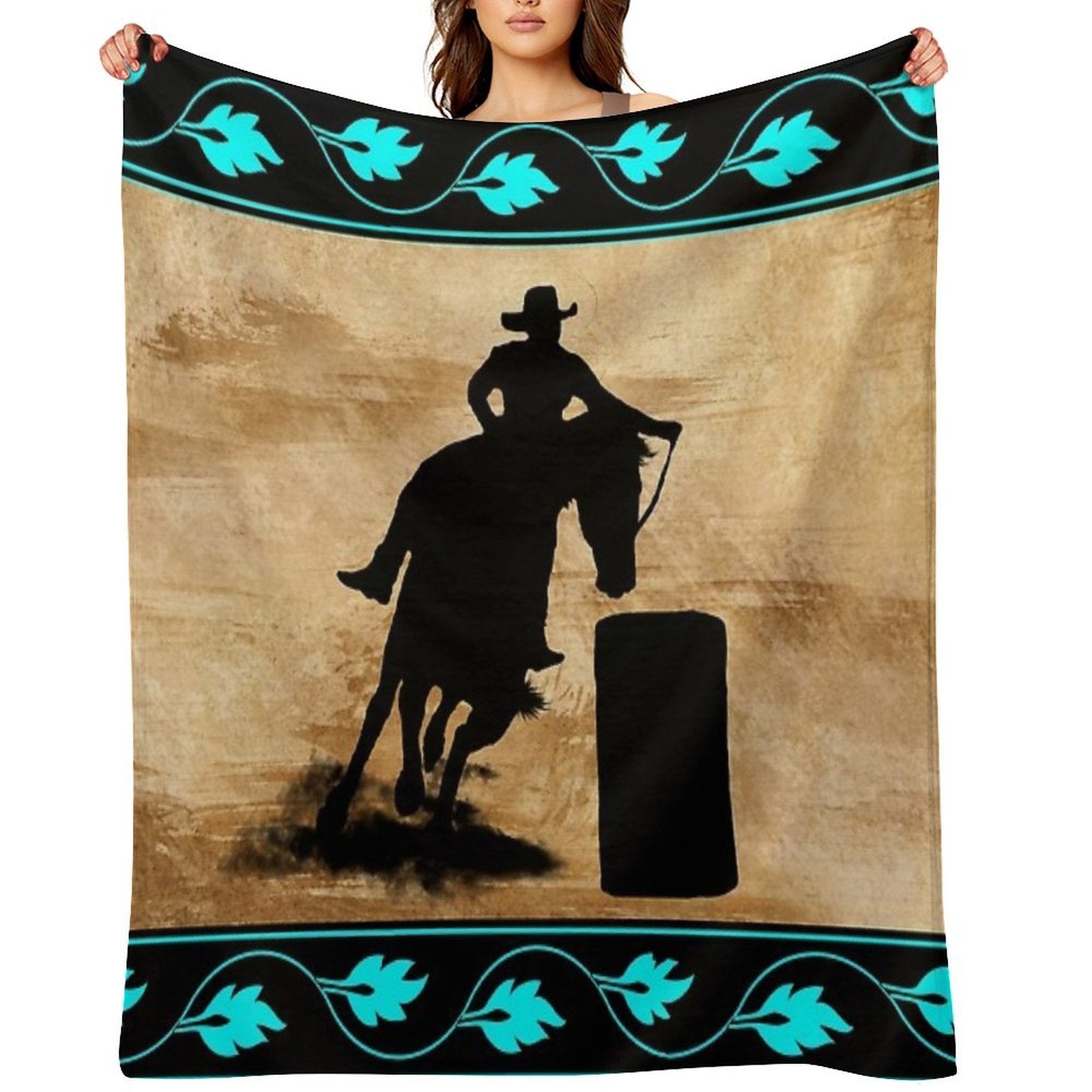 BARREL RACING HORSE, BARREL RACING GIFTS FOR HER Sustainable Throw Blanket