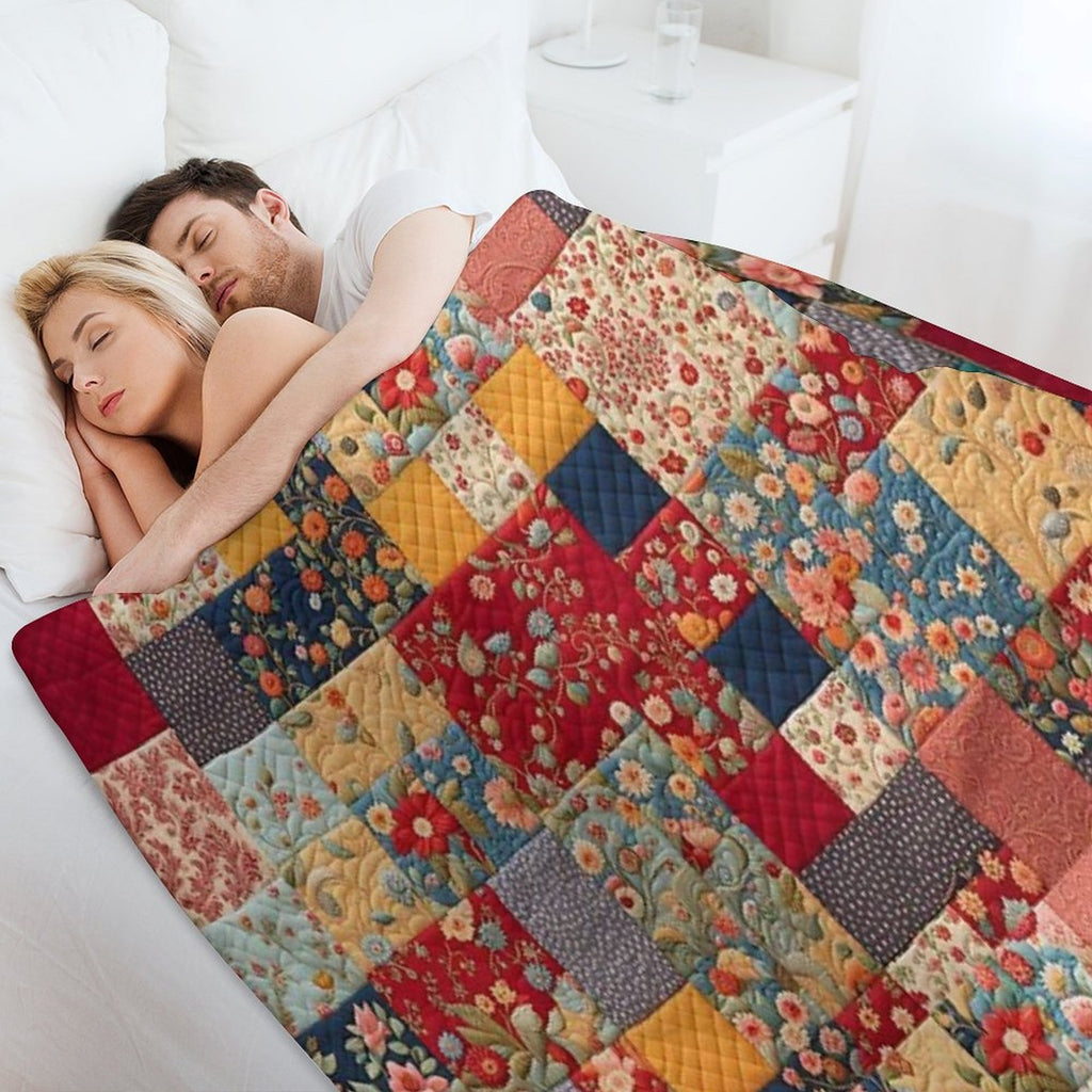 Memories Woven A Nostalgic Patchwork of Floral Elegance And Cozy Charm Shrink-resistant Throw Blanket