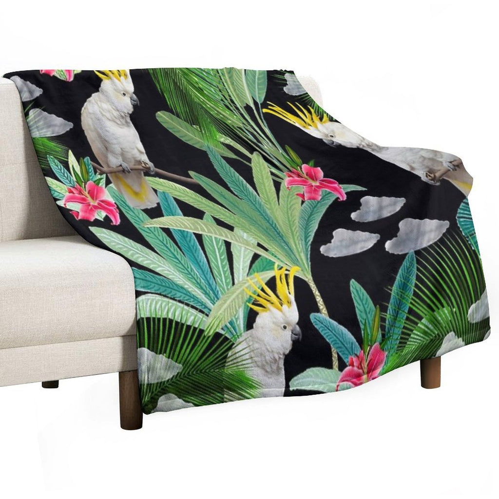 Cockatoo Pattern Sustainable Throw Blanket