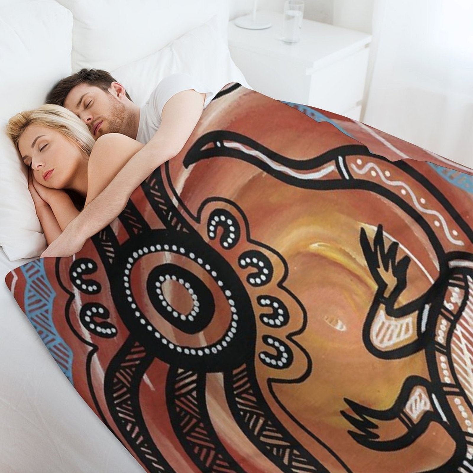 Authentic Aboriginal Art - Lizard Velvety-soft Throw Blanket