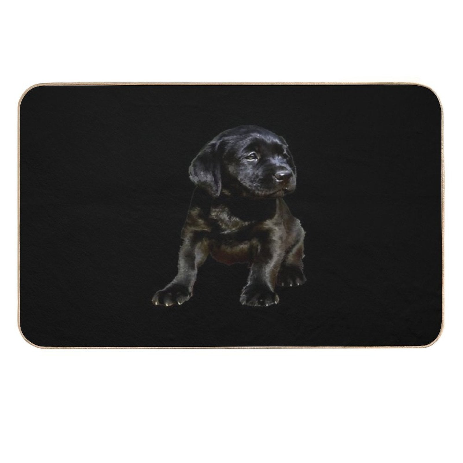 Adorable And Cute Black Labrador Sitting Puppy Vector  Non-Slip Bath Mat
