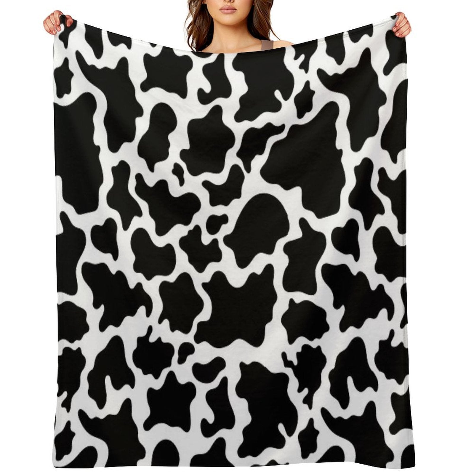 Classic Cowhide Pattern - Black And White Animal Print Design All-season Throw Blanket