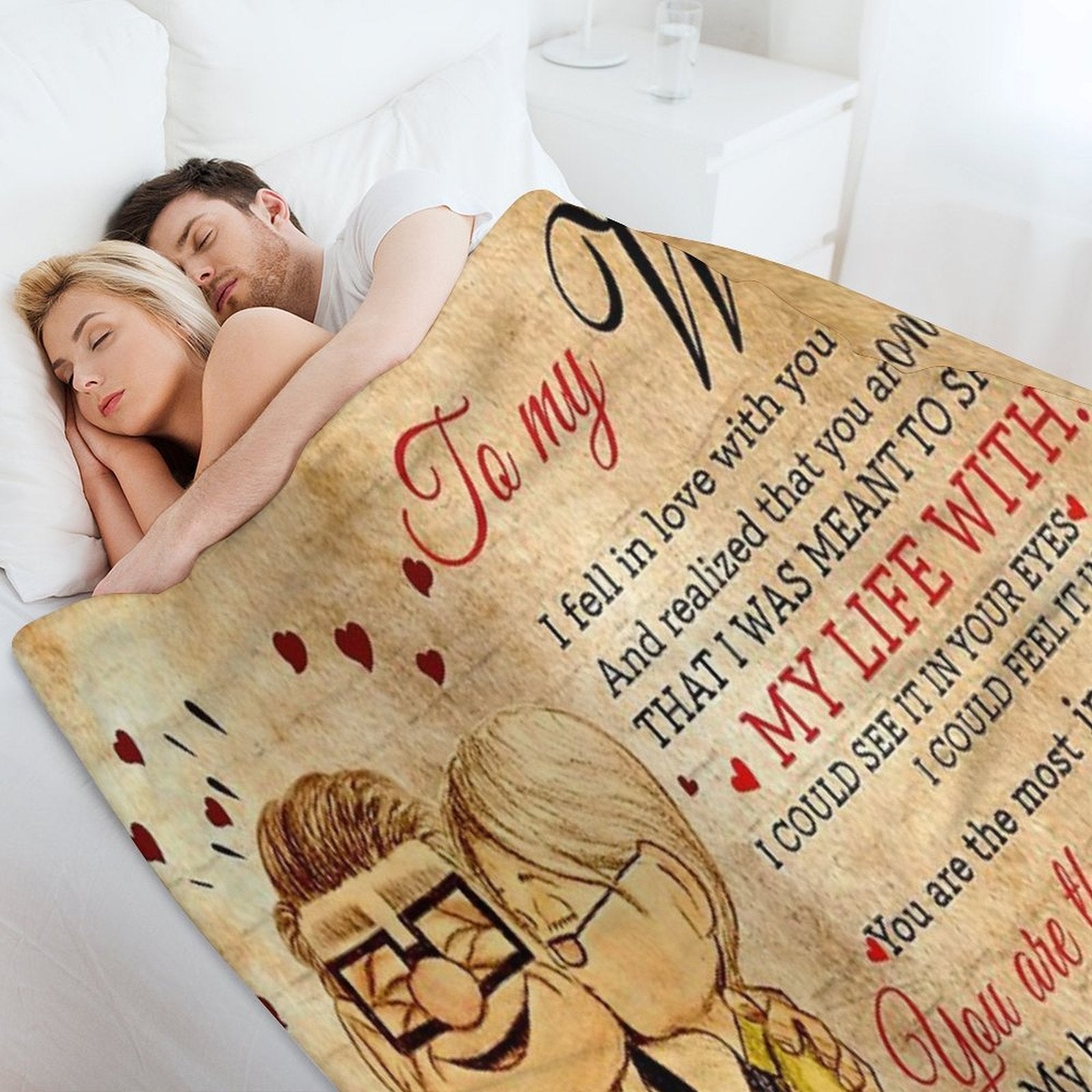Carl And Ellie To My Wife I Love You Always With My Whole Heart, Valentines Gift For Wife Premium Throw Blanket
