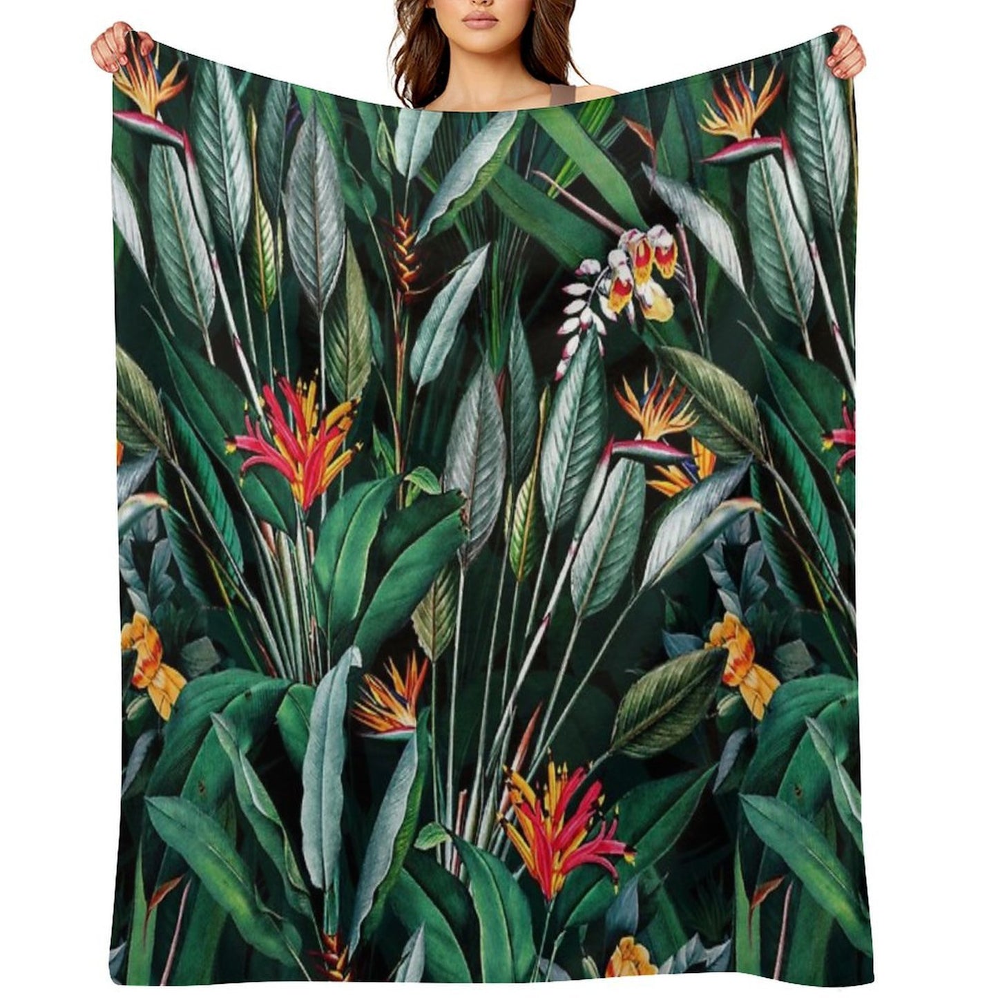 Midnight Garden V Travel-friendly Throw Blanket