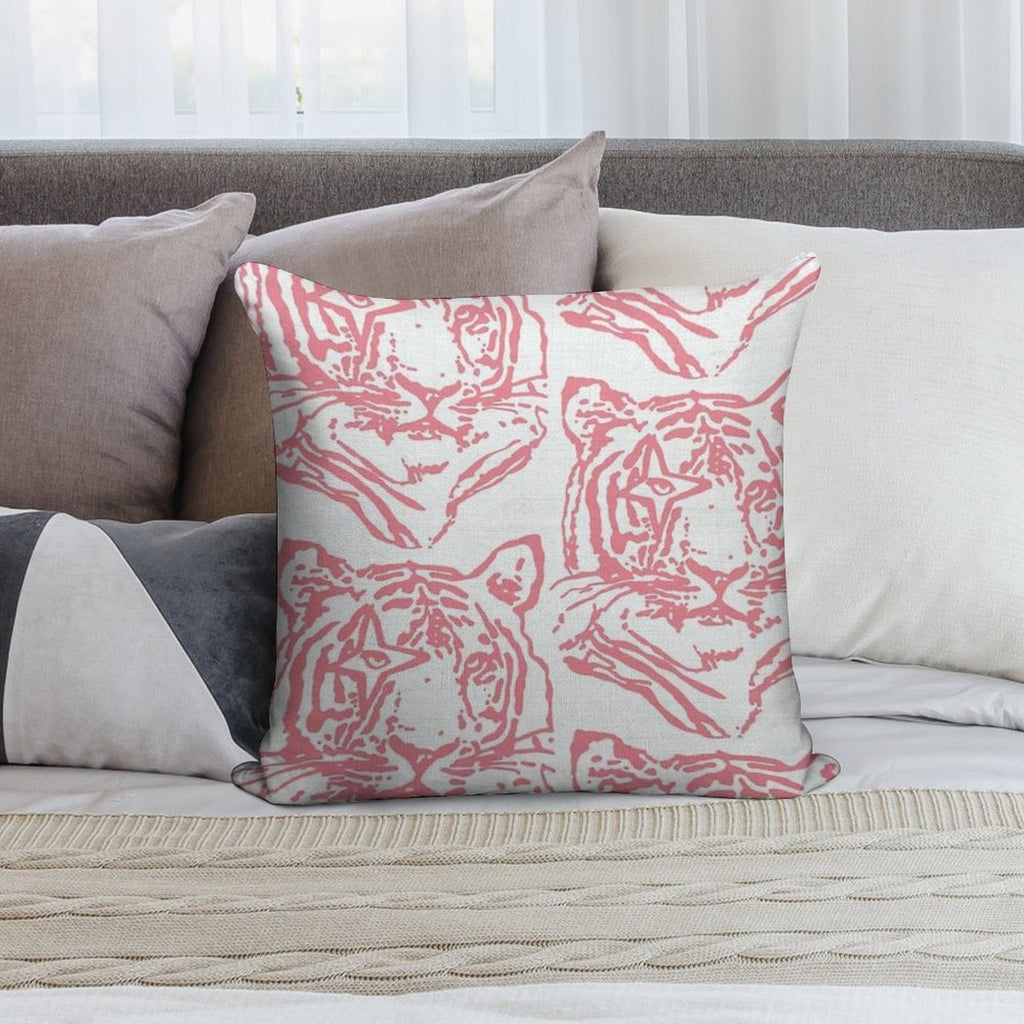 Pink Tiger Soft Reinforced Edging Throw Pillow