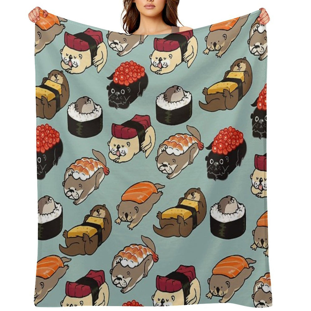 Sushi Otter Plush Throw Blanket