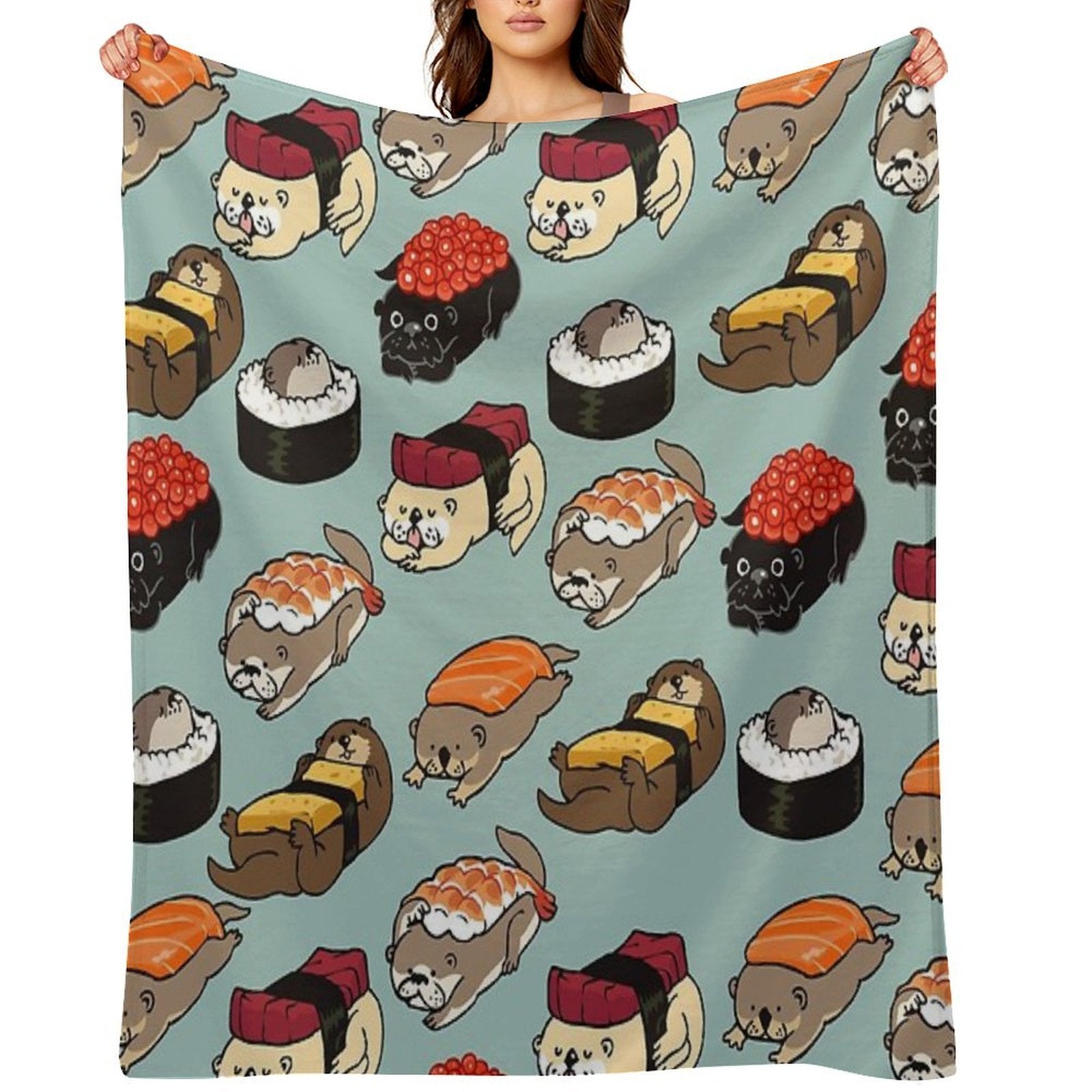 Sushi Otter Plush Throw Blanket