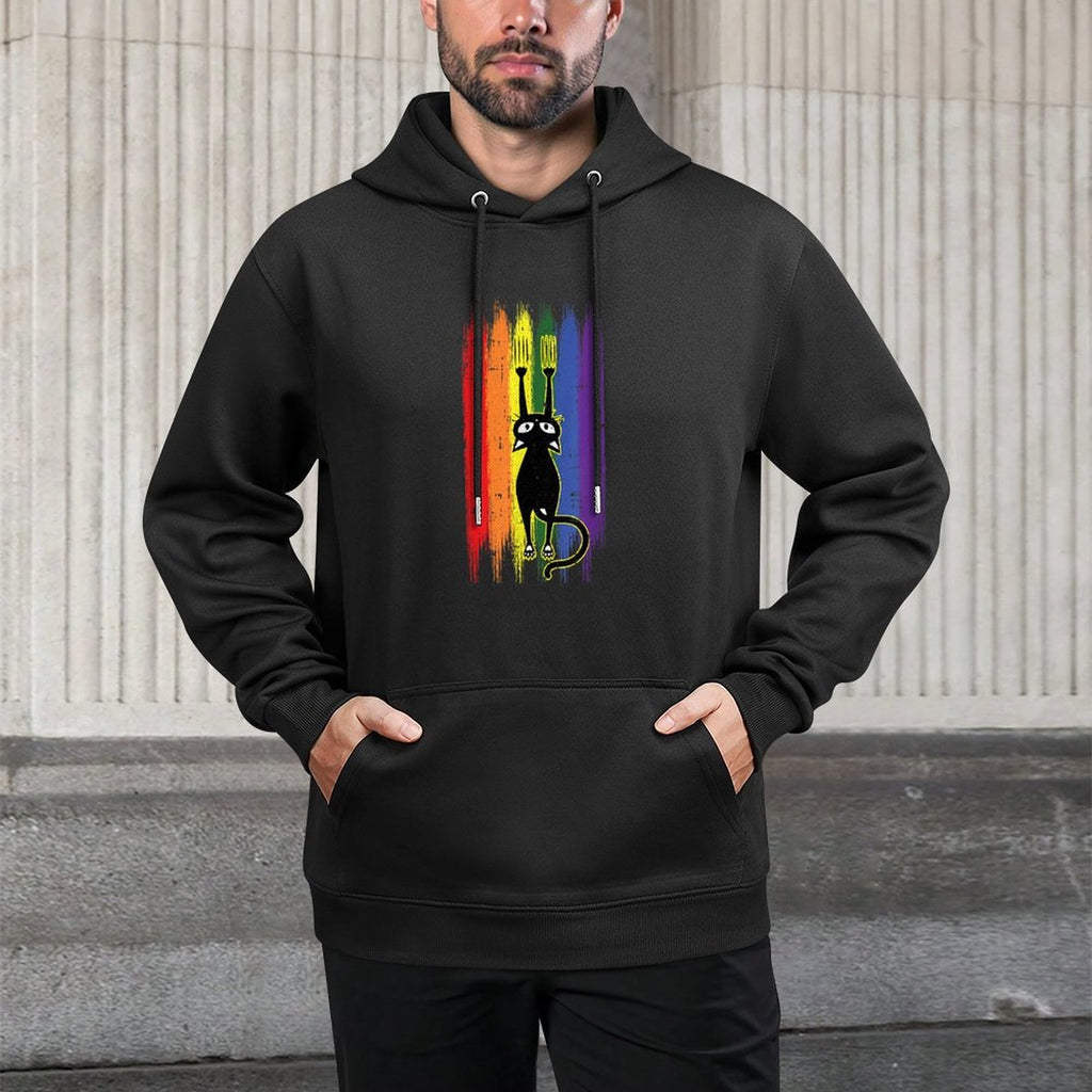 Cat Scratching Gay Pride Funny Kitten Paw Proud LGBT-Q Ally Versatile Streetwear Hoodie