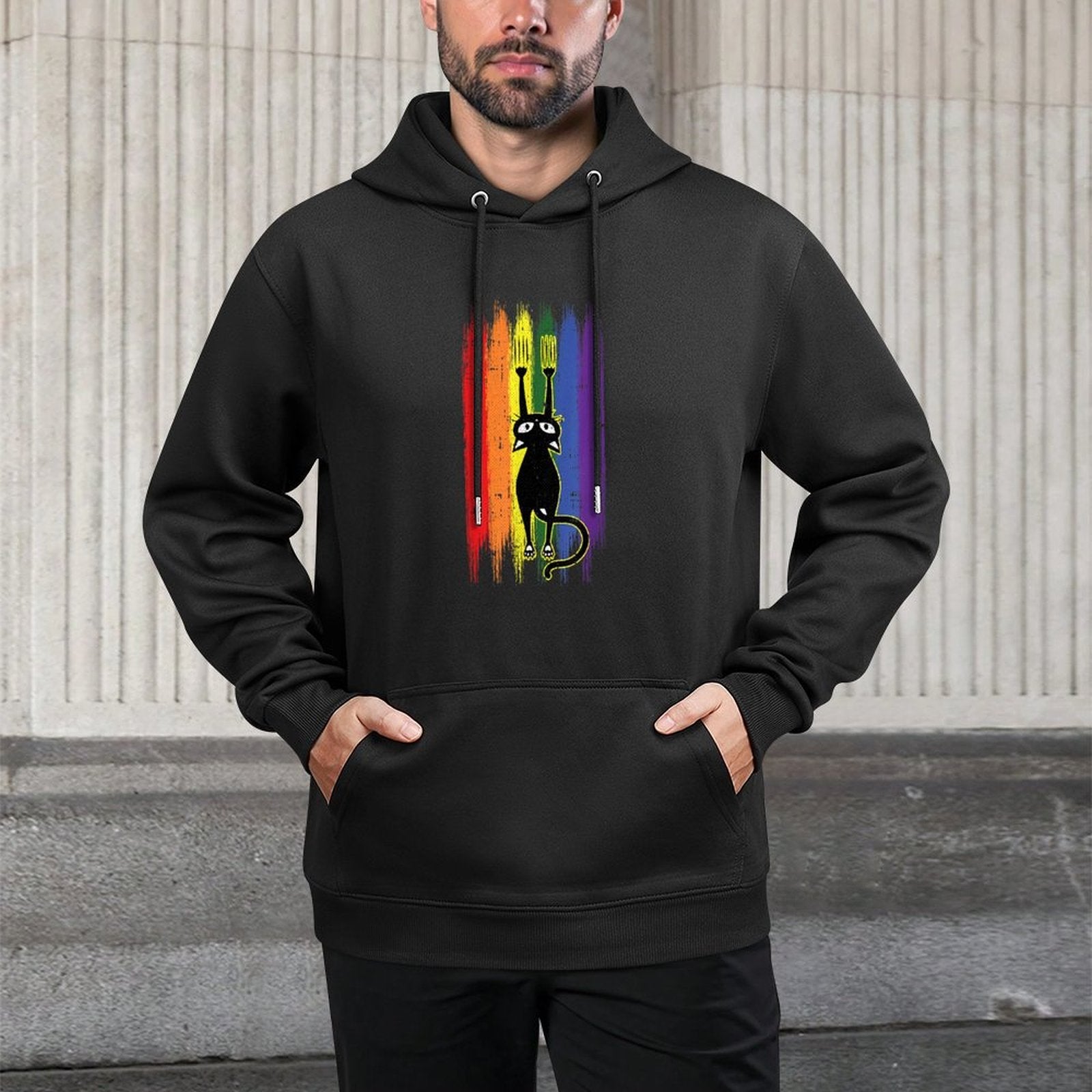 Cat Scratching Gay Pride Funny Kitten Paw Proud LGBT-Q Ally Versatile Streetwear Hoodie