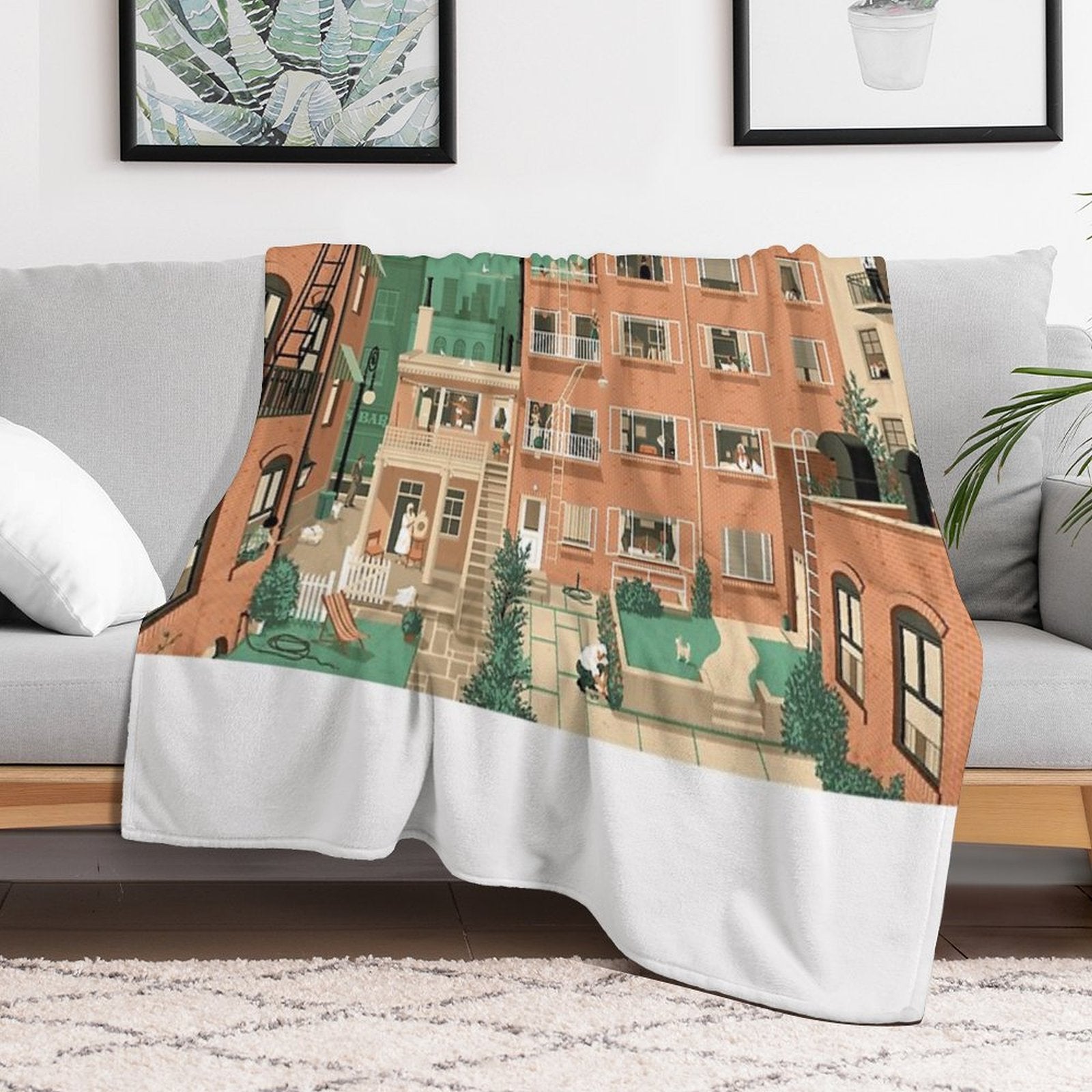 Travel Posters - Hitchcock's Rear Window - Greenwitch Village New York Sustainable Throw Blanket