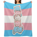 Transgender Pride Flag Cute Kawaii Cats Subtle LGBTQ Trans Pride Quick-dry Throw Blanket