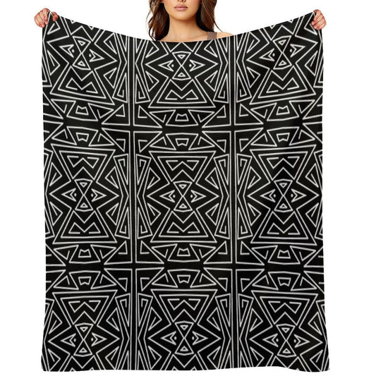 Zanzibar - Geometric Abstract in Black And White Travel-friendly Throw Blanket