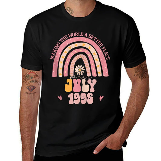 Turning 30 Retro July 1995 30th Birthday for Women  Ribbed Collar T-Shirt