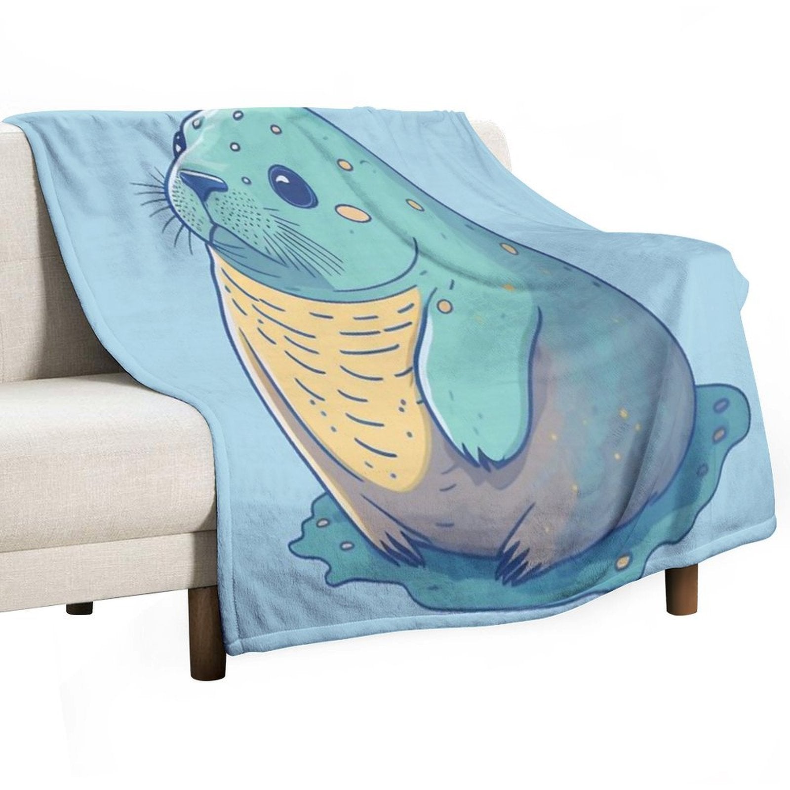 Adorable Fat Baby Seal - Playful Seal Design for Seal Lovers Easy Care Throw Blanket