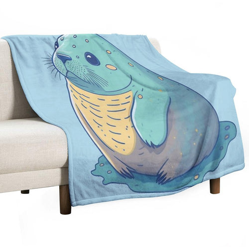 Adorable Fat Baby Seal - Playful Seal Design for Seal Lovers Easy Care Throw Blanket