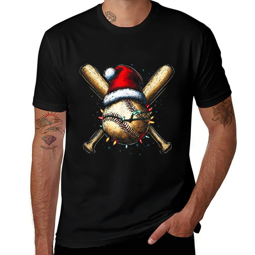 Christmas Baseball Pajama Xmas Santa For Men Boys Girls Kids  Trendy Pattern T-Shirt