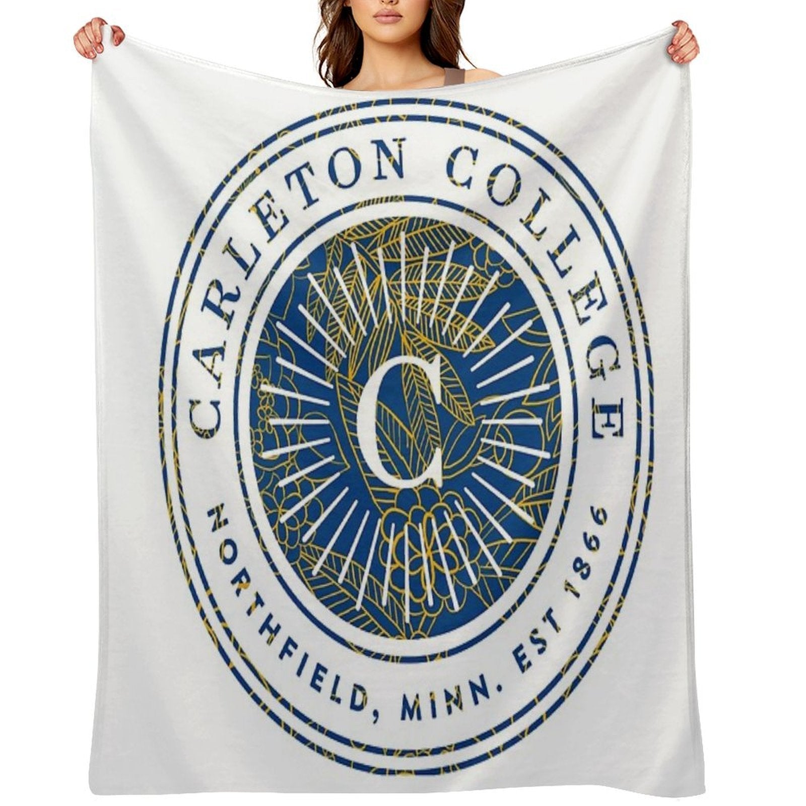 Carleton College Blooms Travel-friendly Throw Blanket