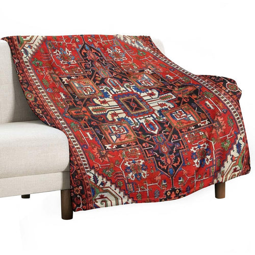 Antique Heriz Persian Rug Print Sustainable Throw Blanket