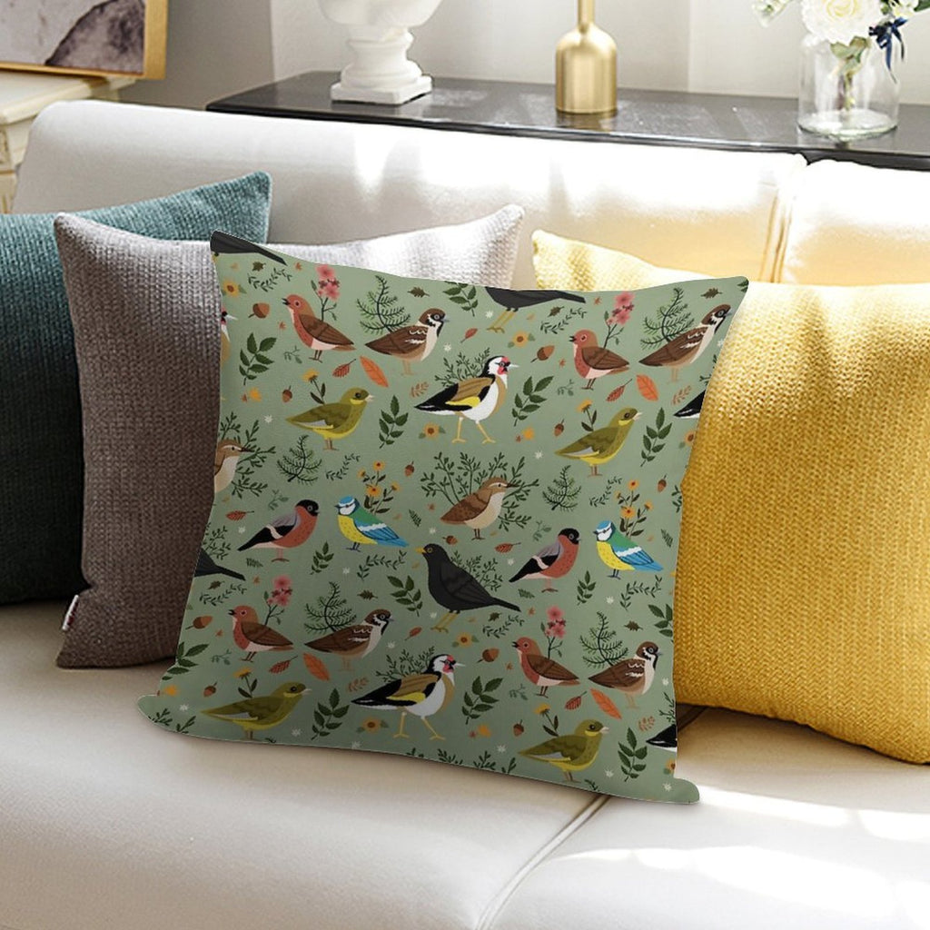 Garden Birds Soft Anti-Pilling Throw Pillow