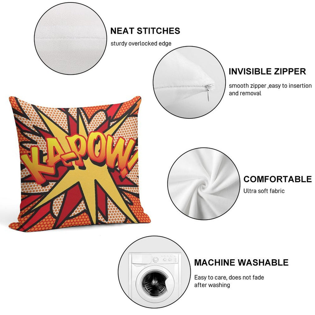 KA-POW Comic Book Pop Art Cool Fun Soft Warmth Comfort Throw Pillow