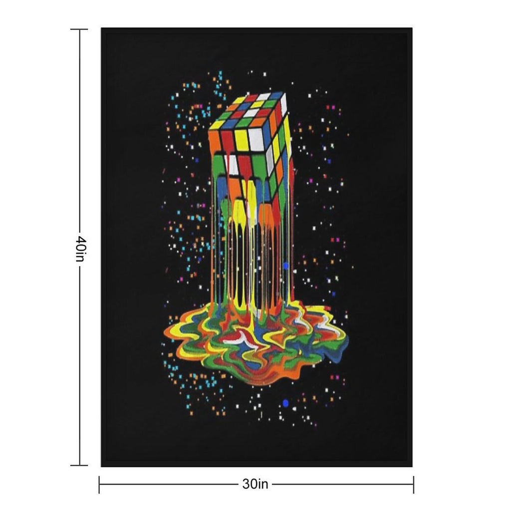 Awesome Graphic Melting Rubik Rubix Rubics Cube Durable Throw Blanket