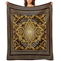 Baroque Greek Keys Gold Maroon Anti-pilling Throw Blanket