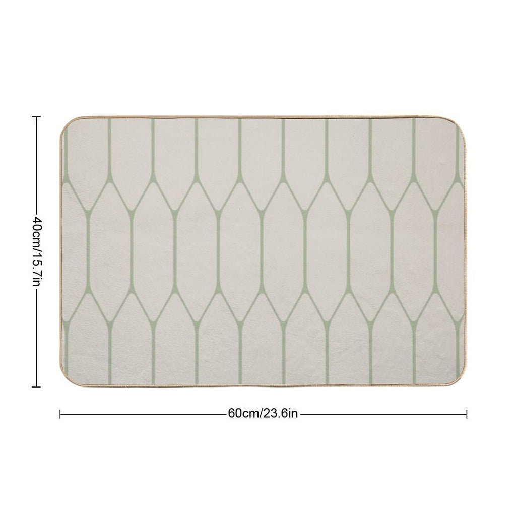 Long Honeycomb Minimalist Geometric Pattern in Beige And Sage  Fade-Resistant Bath Mat