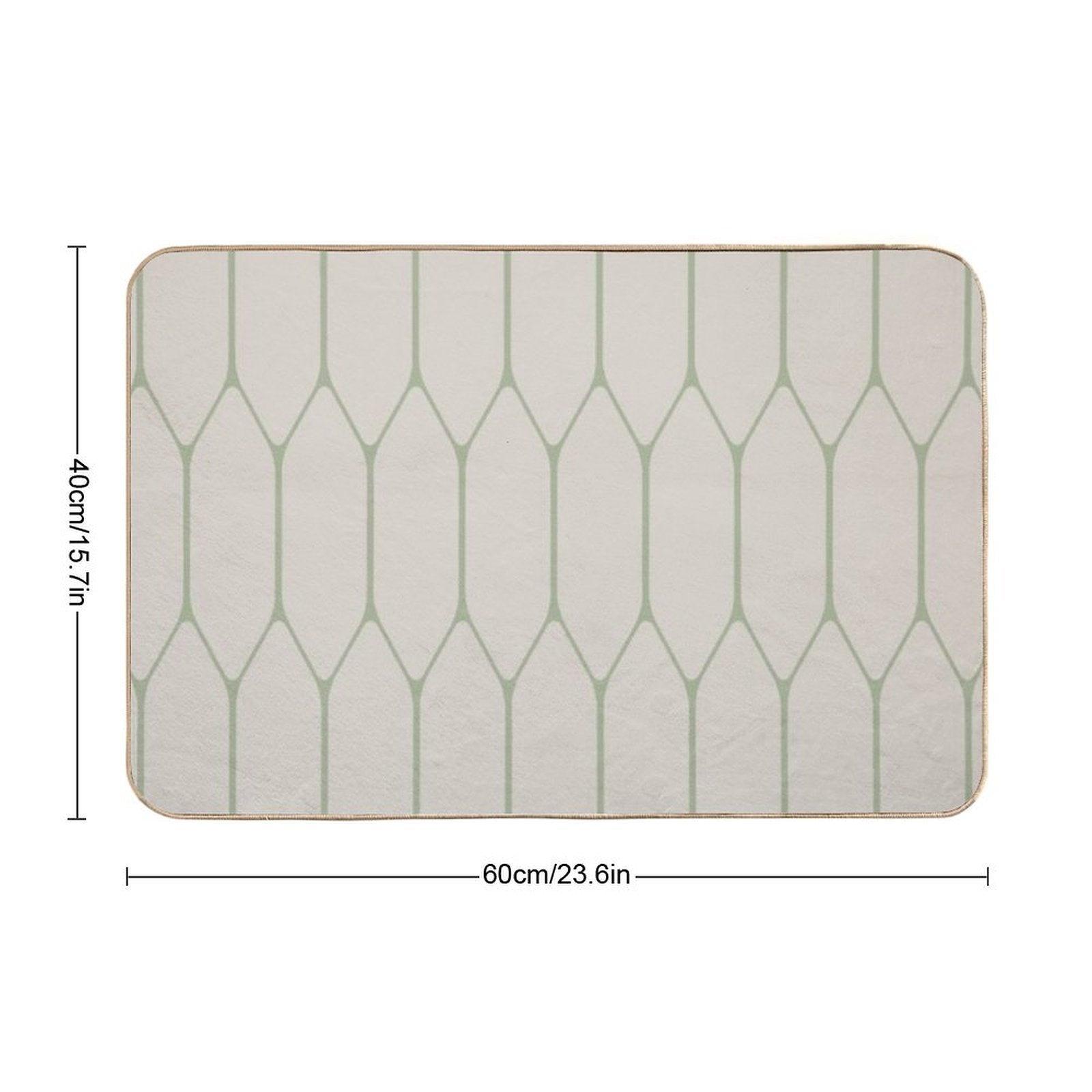 Long Honeycomb Minimalist Geometric Pattern in Beige And Sage  Fade-Resistant Bath Mat