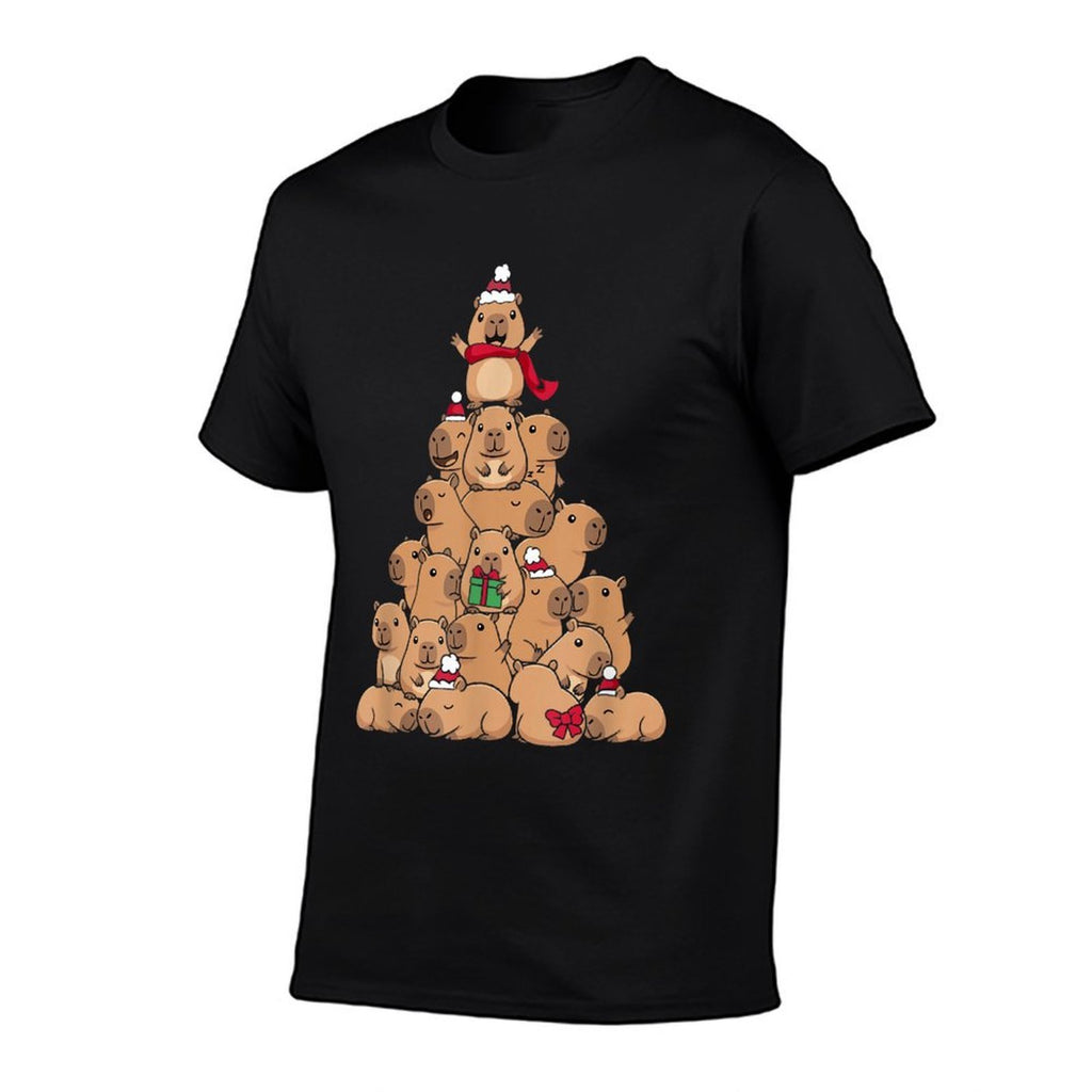 Cute Tree Men Women Kids Funny Capybara Ugly Christmas  Easy-care T-Shirt
