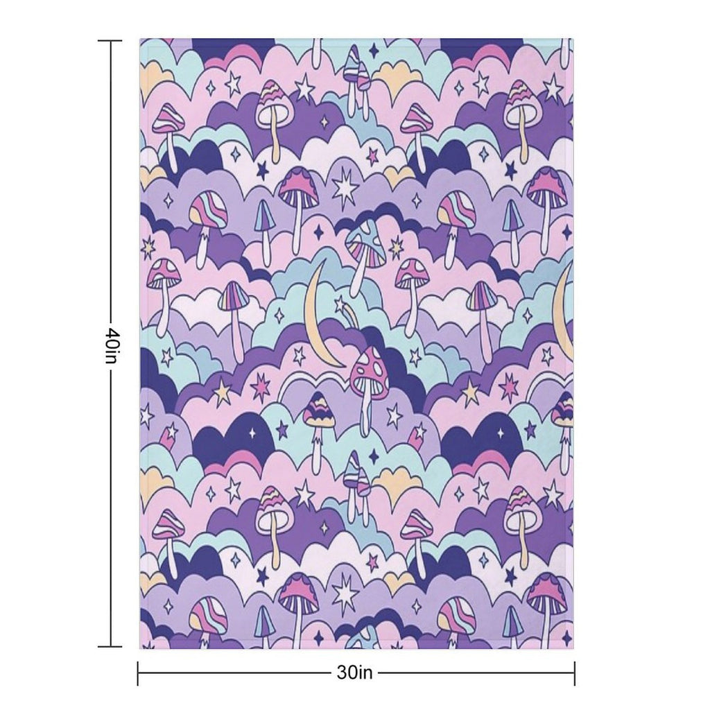 Cosmic Mushrooms Machine-washable Throw Blanket