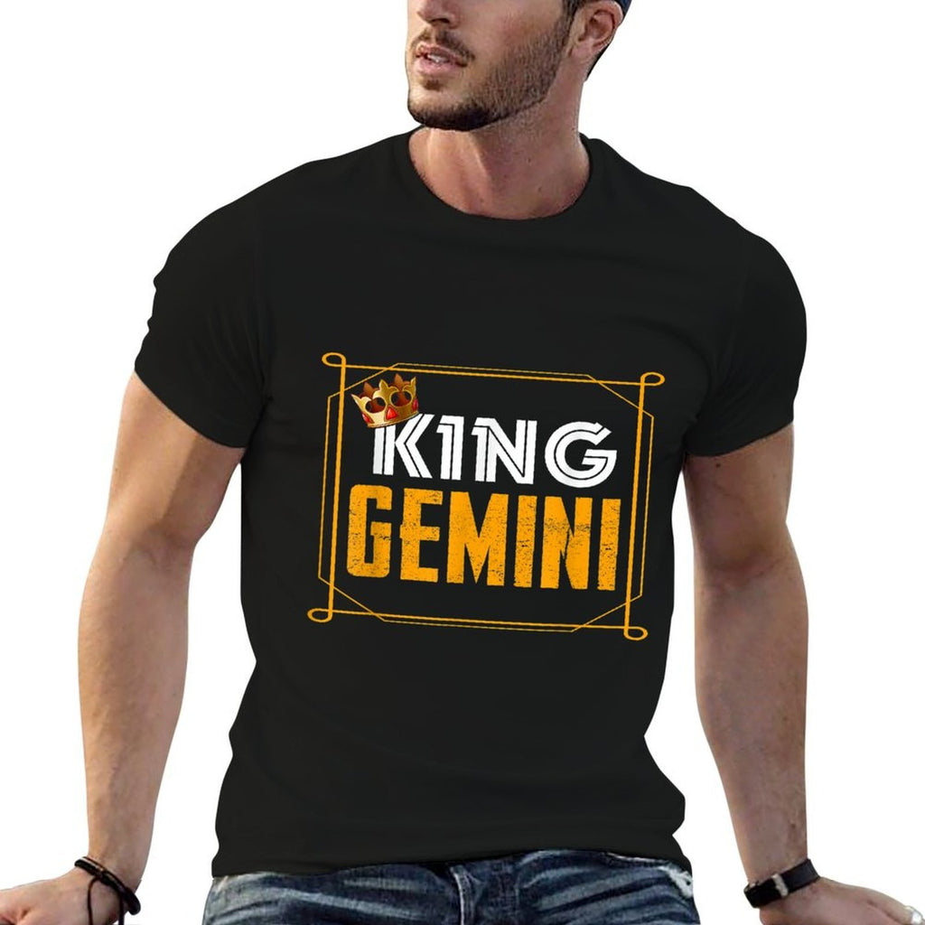 Funny King Gemini Zodiac Sign June May Birthday Boys Men  Trendy Pattern T-Shirt