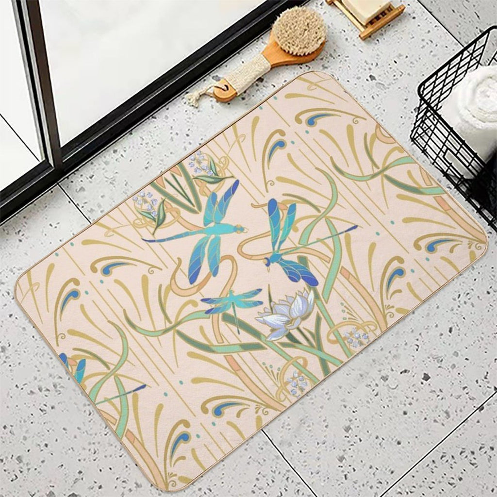 Art Nouveau Dragonflies Pattern  Blush  Odorless Bath Mat