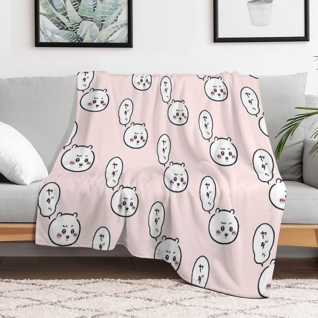 Chiikawa - Yada! No Way ちいかわ  Hachiware Usagi ハチワレ, うさぎ  Cute Kawaii Characters Bear Cat Rabbit Machine-washable Throw Blanket
