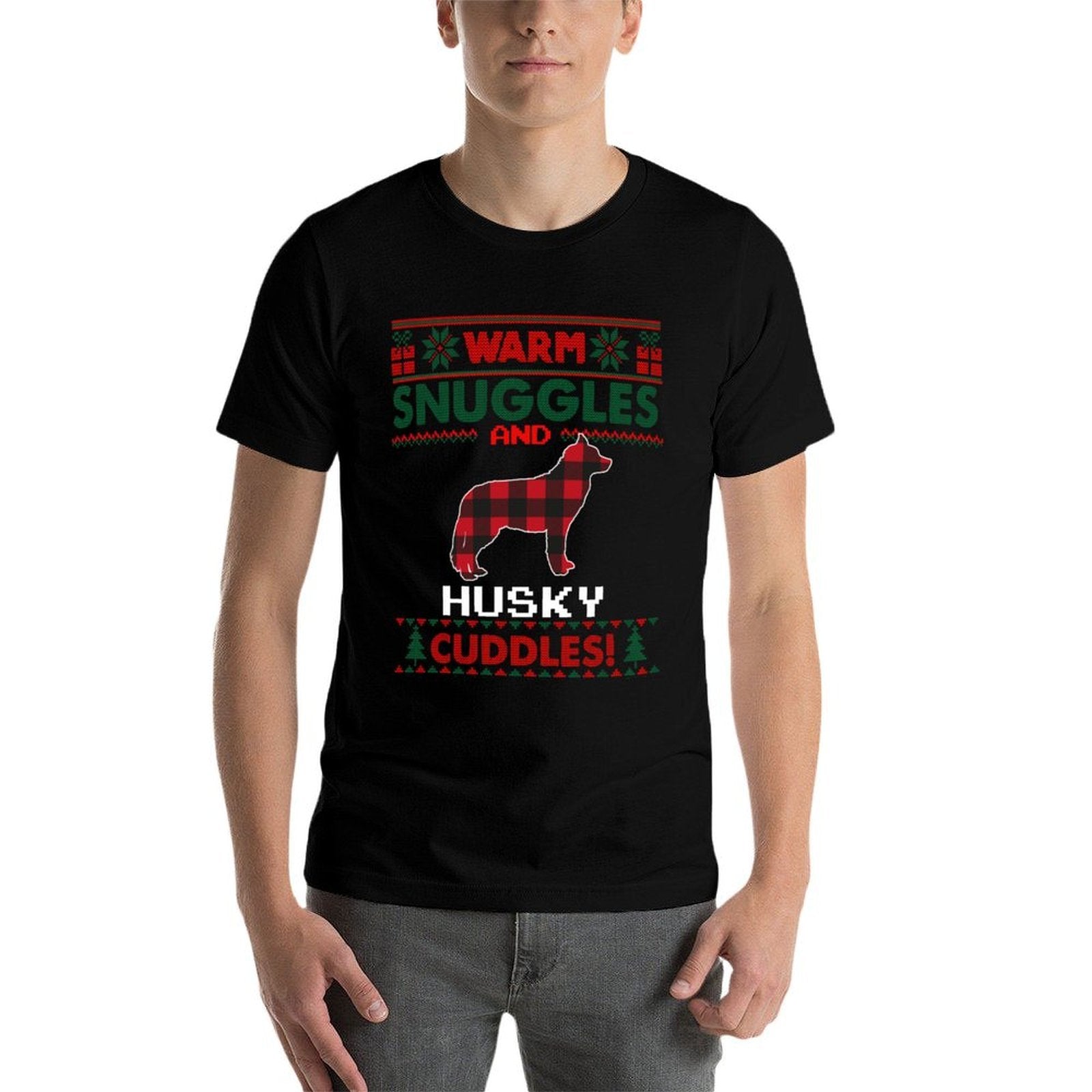 Siberian Husky Christmas Pajama Ugly Christmas Sweater Sweatshirt  Durable T-Shirt