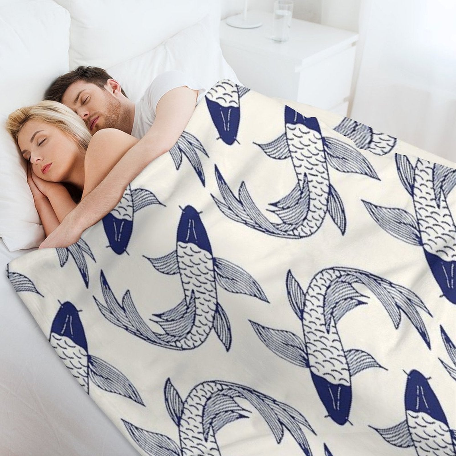 Japanese Koi Fish Pattern Compact Throw Blanket