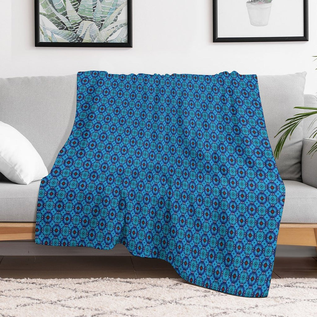 Blue Petal Medallions Anti-pilling Throw Blanket