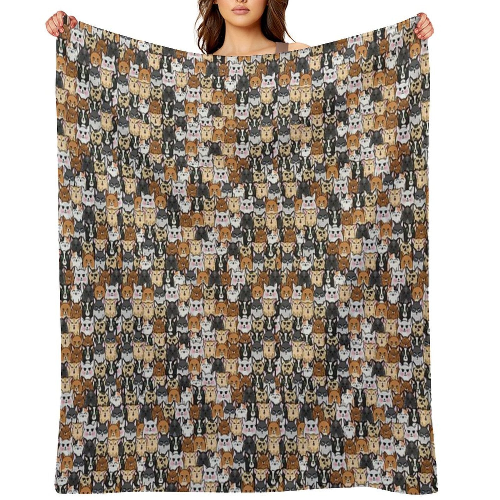So Many Kitties Plush Throw Blanket