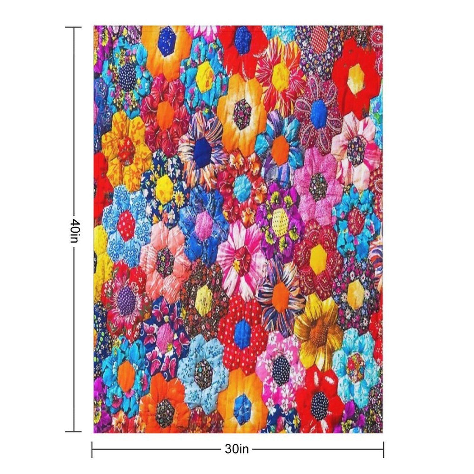 Colorful Patchwork Shower Curtain – Boho Abstract Quilt Design for Bathroom Decor Lightweight Throw Blanket