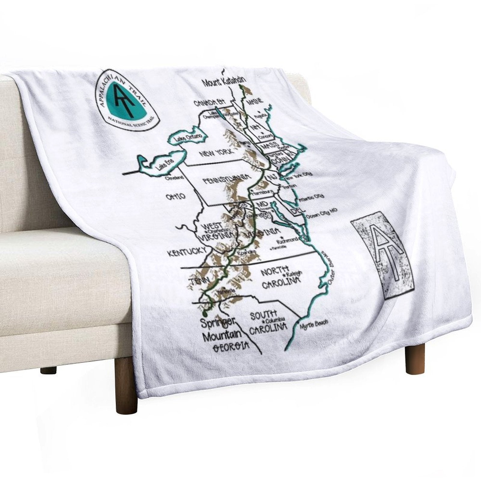 Appalachian Trail Map Versatility Throw Blanket