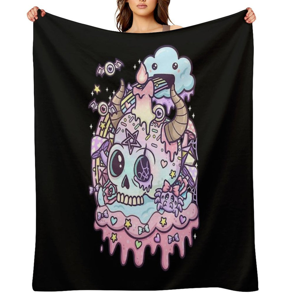 Pastel Goth Skull Kawaii Anti-pilling Throw Blanket