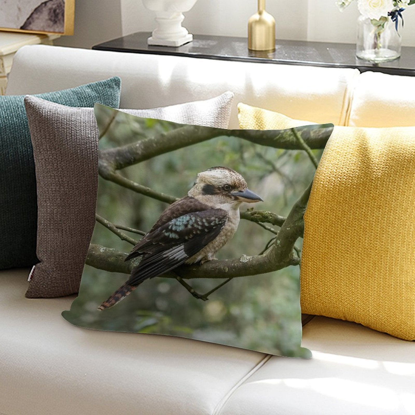 Grant's Kookaburra - Australian Bird Gift Soft Easy Maintenance Throw Pillow