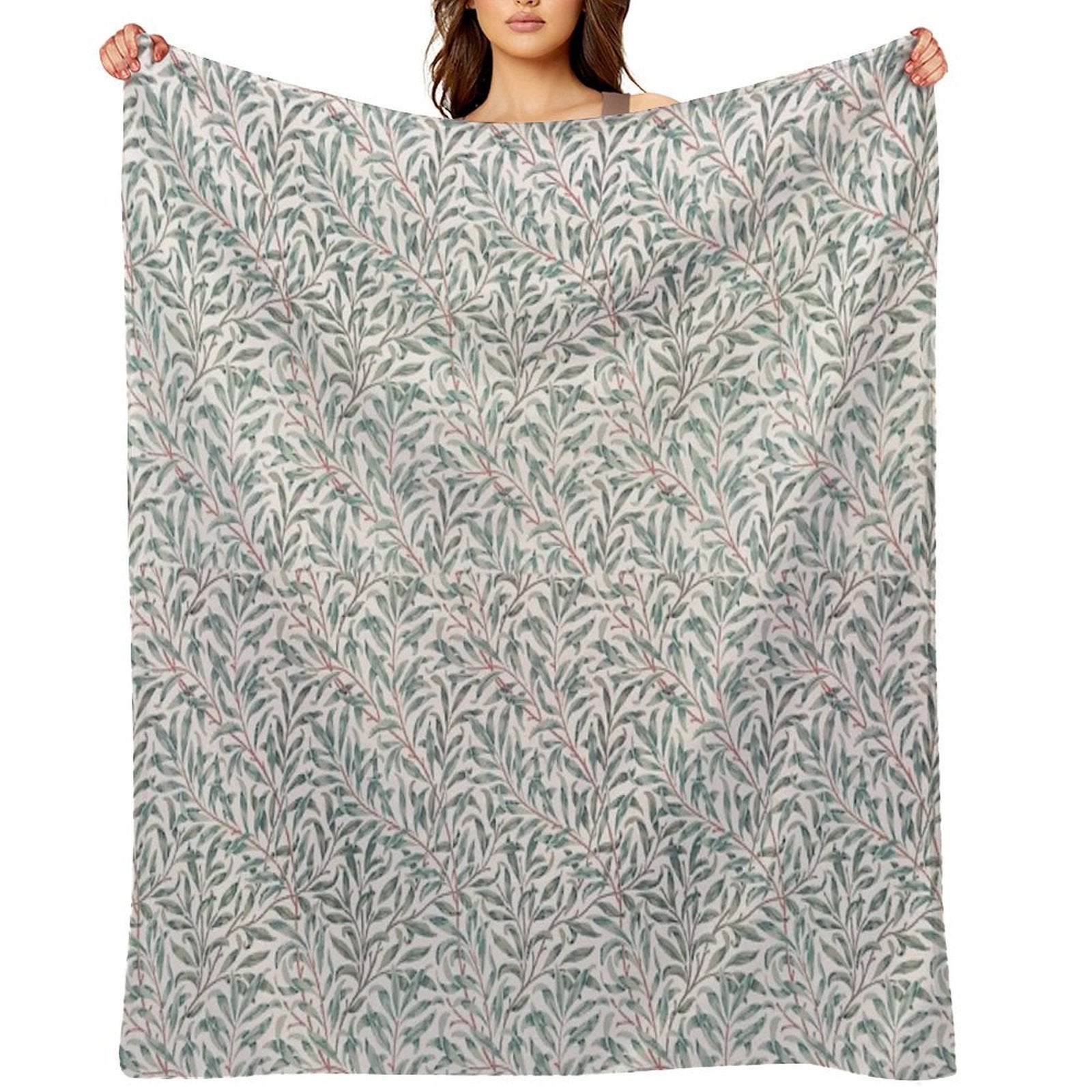 William Morris Pattern - Flowers & Leaves Wrinkle-free Throw Blanket