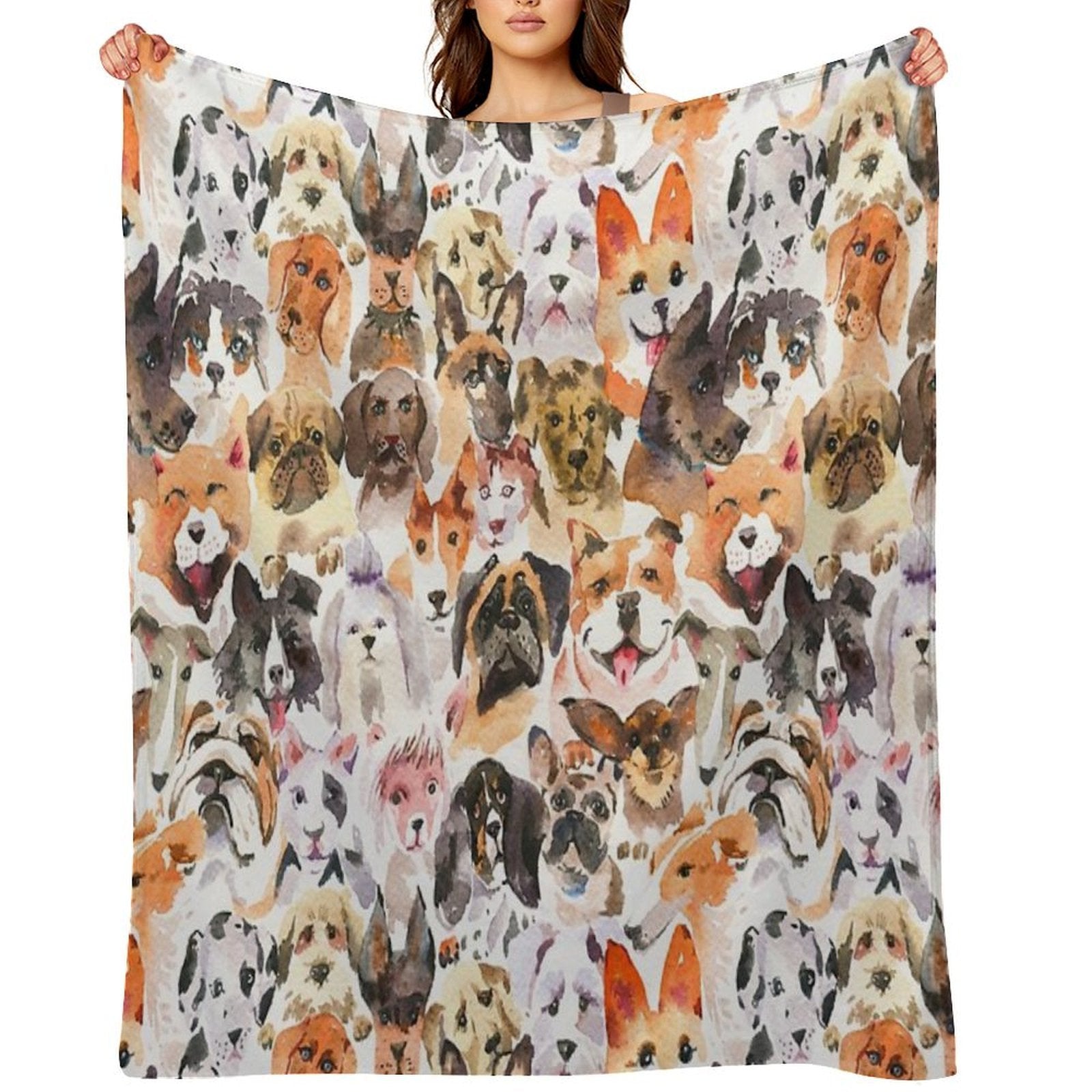 Cute Watercolor Dogs Lightweight Throw Blanket