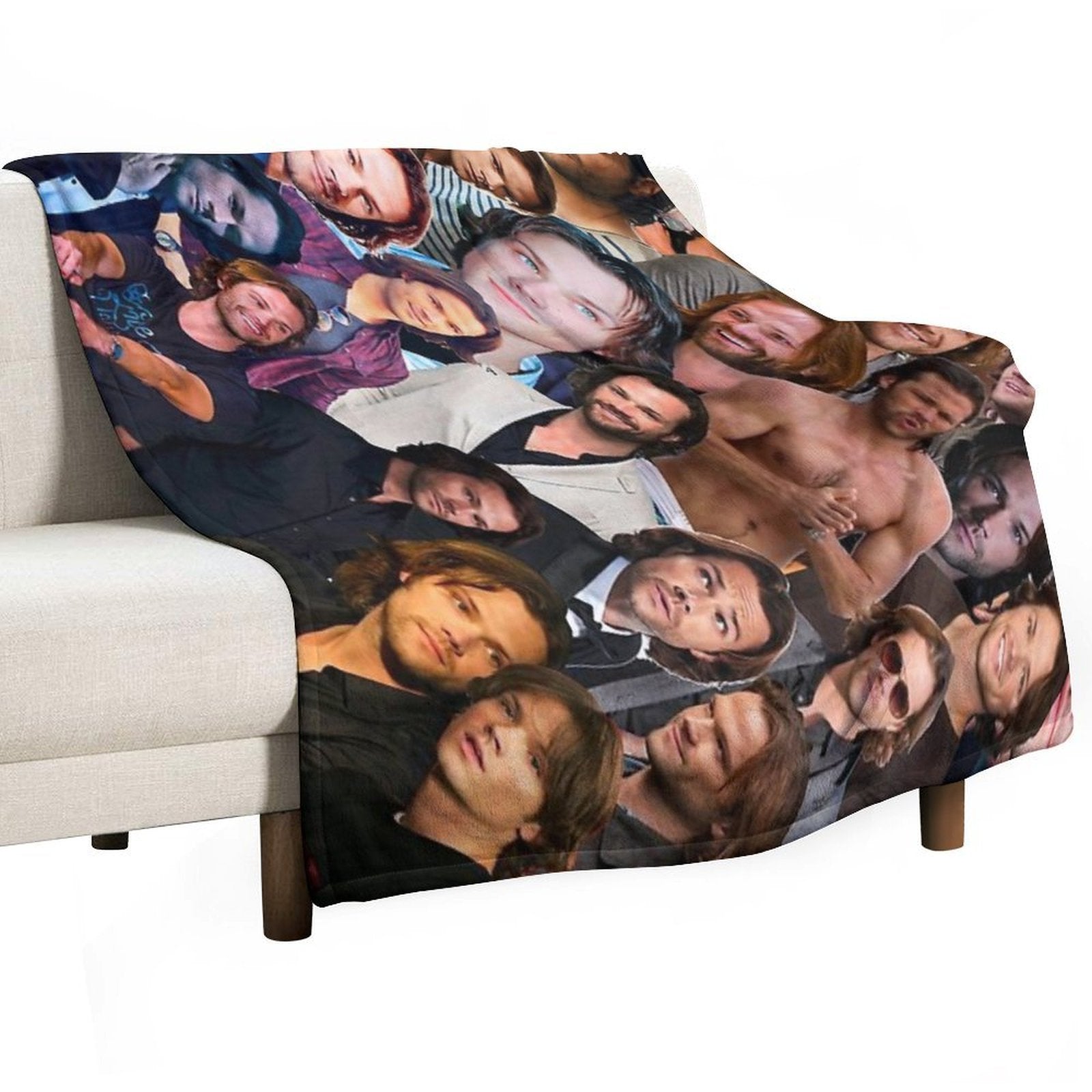 Jared Padalecki Photo Collage Sustainable Throw Blanket
