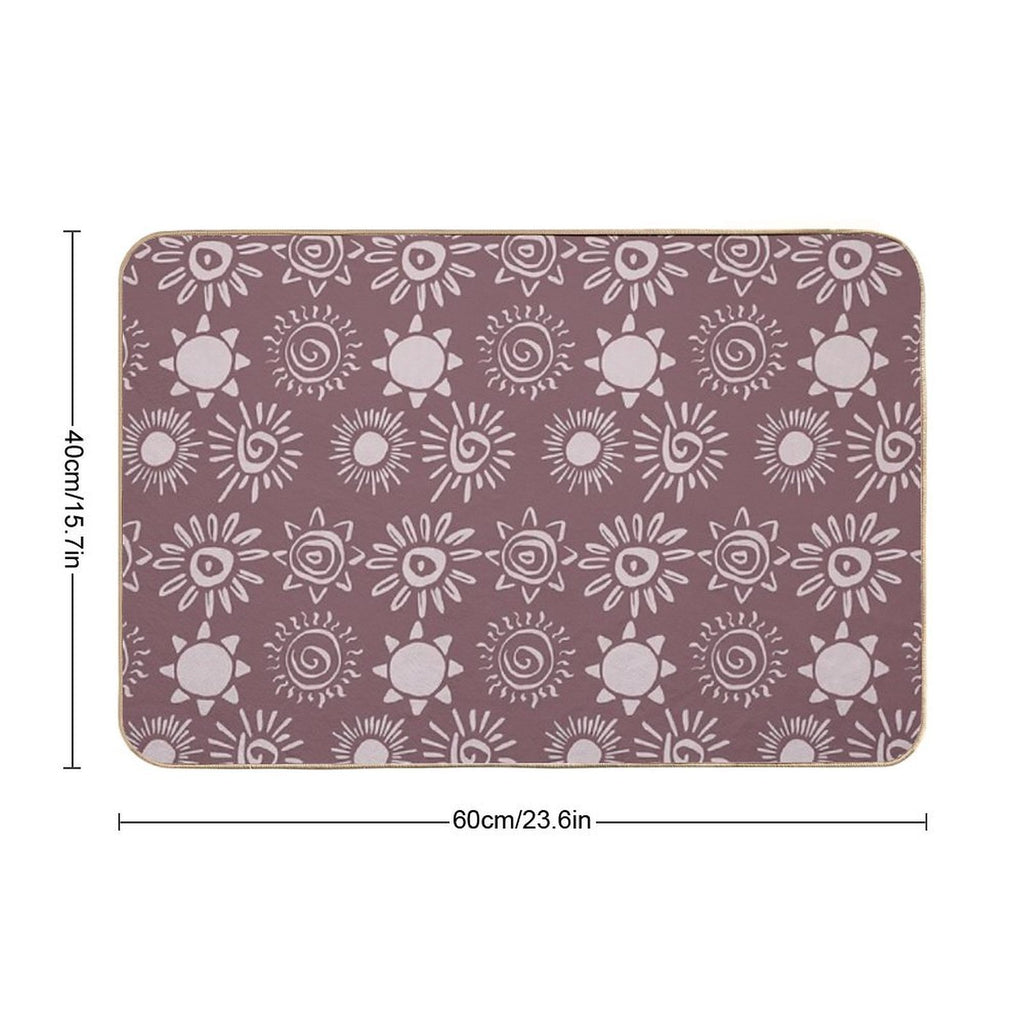 Magical Sun Bohemian Dreamy Aesthetic In Muted Colors Mulberry  Odorless Bath Mat