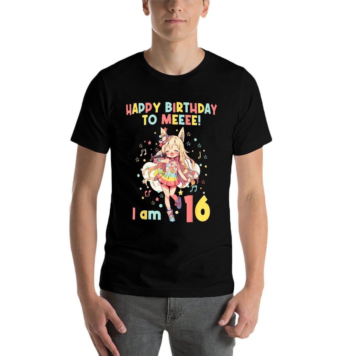 16 Years Old 16th Birthday for Girl Anime 16 Birthday  Heathered Texture T-Shirt