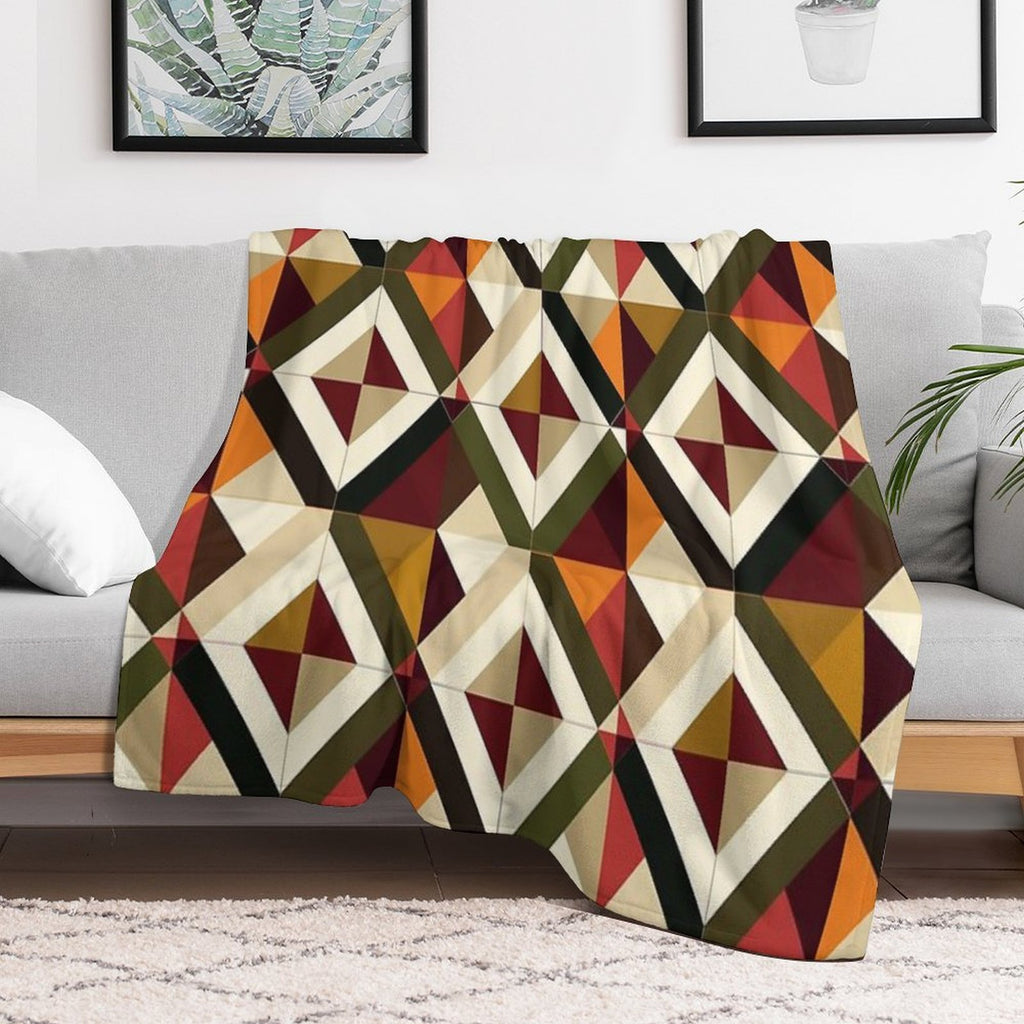 Retro Geometric Motif  Seamless Easy Care Throw Blanket