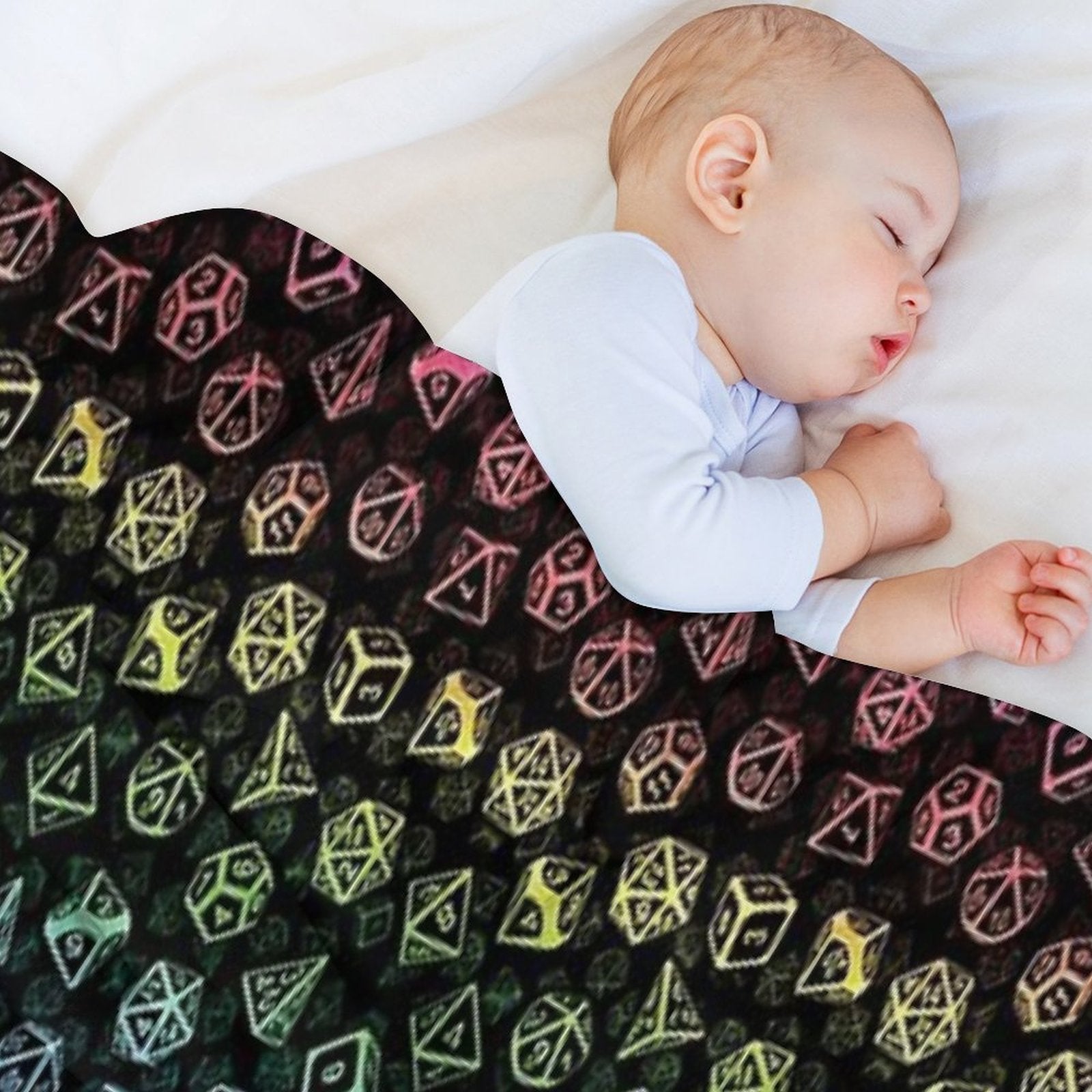 D20 Dice Set Pattern (Rainbow) Versatility Throw Blanket