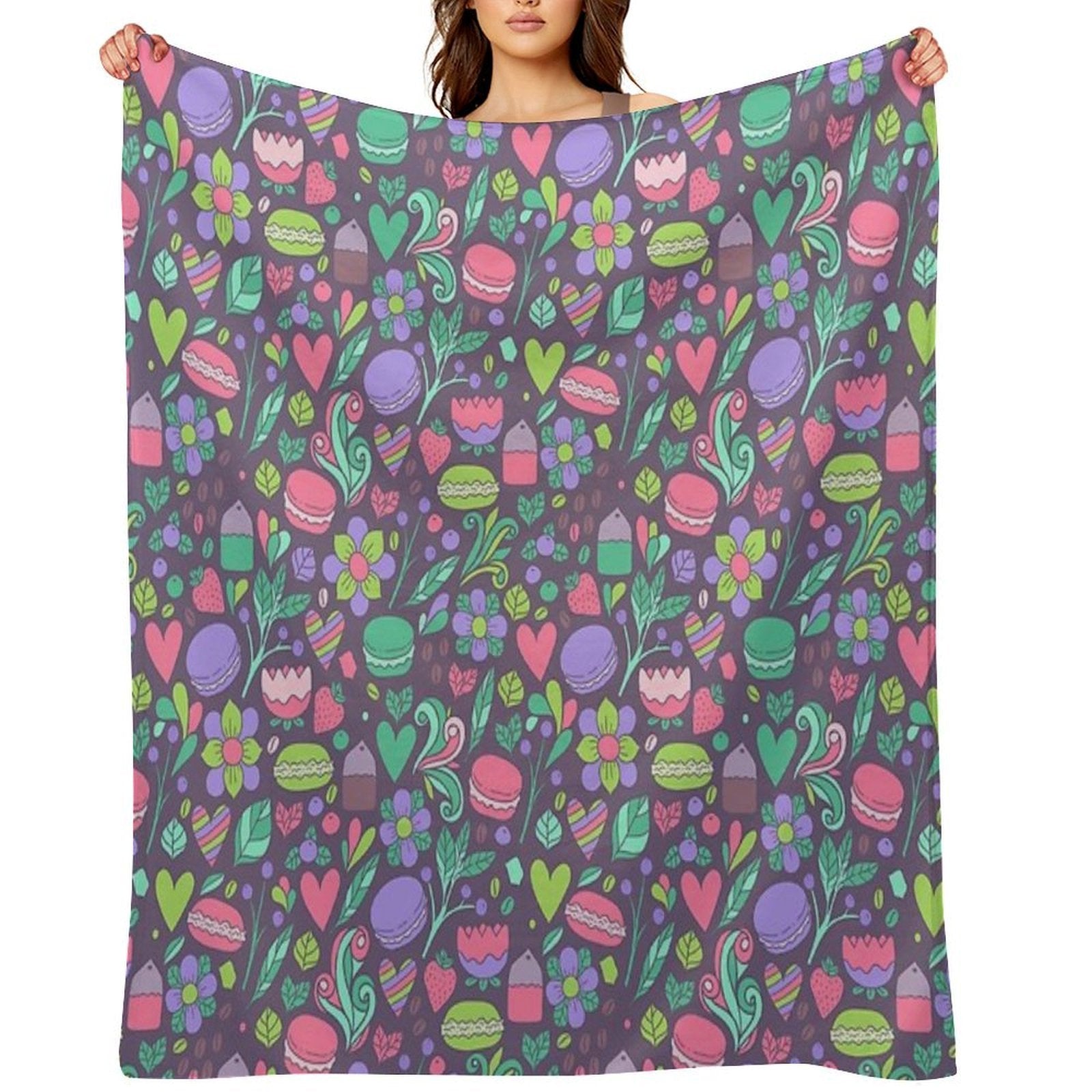Macarons And Flowers Sustainable Throw Blanket